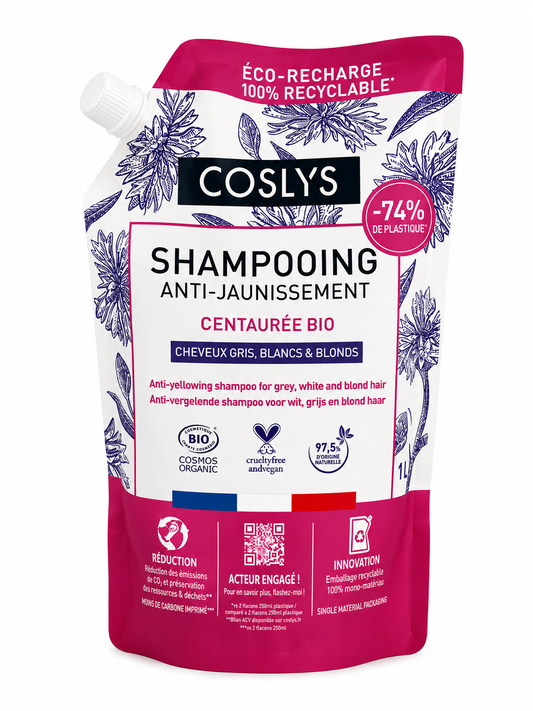 Coslys – Éco-recharge Shampooing Anti-Jaunissement – 1 L